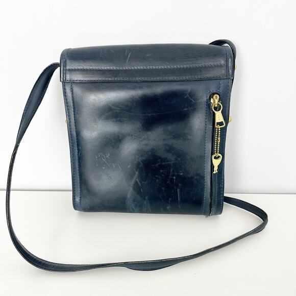 Coronado Leather Blue Leather Flap Messenger Crossbody Bag - Picture 3 of 11